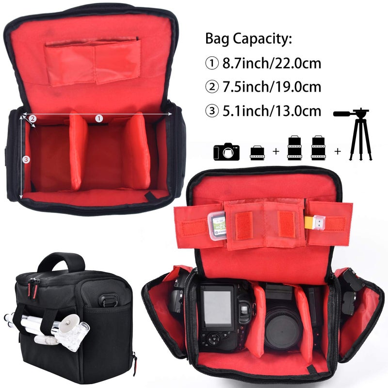 FOSOTO Camera Case Bag Compatible for Nikon D3300 D3400 D5300 D5500 D5600 D7200 D7100 D500 D90 D60 D750 D810 D610,Canon EOS Rebel T5i T6 T7i XT SL1 T3i T4 70D 80D 5D Mark 6D 7D,Sony a99II SLR Camera - Image 2